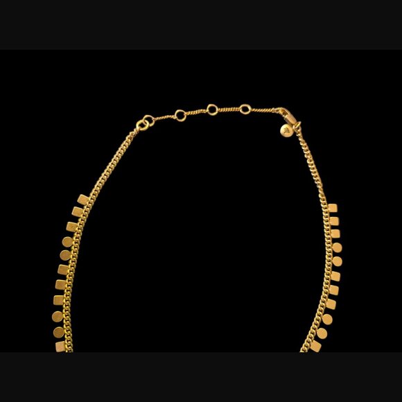 Madewell Gold Tone Geometric Collar 17" Long Choker Necklace - Picture 5 of 9